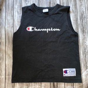 Vintage Champion Black Sleeveless Cropped T-shirt